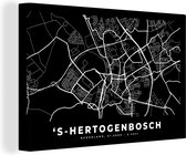 Canvas Schilderij 's-Hertogenbosch - Kaart - Zwart - 30x20 cm - Wanddecoratie