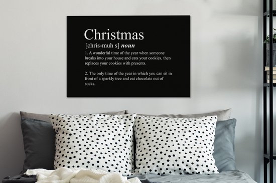 Tableau sur toile Noël - Proverbes - Définition de Noël - Citations - Dictionnaire - 90x60 cm - Décoration murale