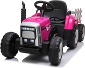 Tractor + Trailer Roze 12 volt Elektrische Kindertractor - Elektrische Kinderauto - Accu Auto Met Afstandsbediening - USB - Soft Start - Kunst Lederen Zitjehe Kinderauto - Accu Aut
