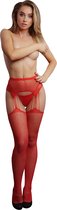 Suspender Rhinestone Pantyhose - Red - O/S - Maat O/S
