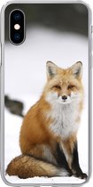 Geschikt voor iPhone X hoesje - Vos - Sneeuw - Winter - Siliconen Telefoonhoesje