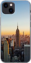 Geschikt voor iPhone 13 mini hoesje - New York - Skyline - Zonsondergang - Siliconen Telefoonhoesje