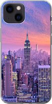 Geschikt voor iPhone 13 mini hoesje - New York - Kleuren - Skyline - Siliconen Telefoonhoesje