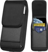 Riem Holster Hoesje Zwart - Flip Phone Pouch hoesje vertical Nylon Holster 4.7 Samsung A20E / A40 / A41 / A01 Core / iPhone 7 / 8 / S5 / Huawei P30 Lite/ P20 Lite