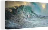 Tableau Toile Surfeur sur grosses vagues - 160x80 cm - Décoration murale
