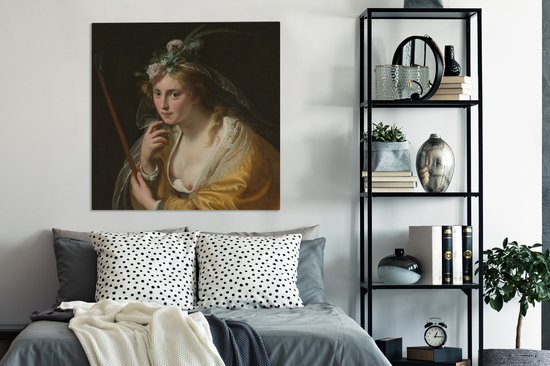 Tableau sur Toile Une Bergère - Peinture de Paulus Moreelse - 90x90 cm - Décoration murale