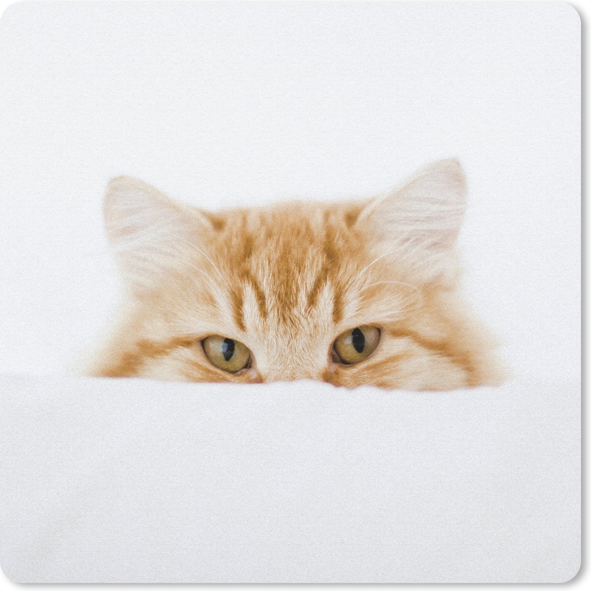 Muismat 20x20 cm - Mousepad Kat - Rood - Wit - Meisjes - Kinderen - Jongens - Kind - Muismatten