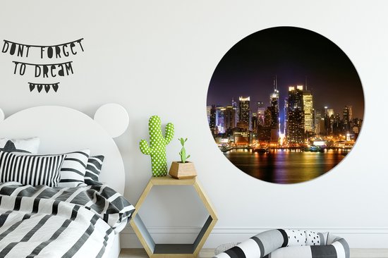 Cercle mural - Cercle mural Indoor - ⌀ 120 cm - Plastique - New York - Skyline - Coloris XXL