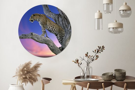 Cercle Mural - Cercle Mural Intérieur - Léopard - Arbre - Branche - ⌀ 140 cm - Décoration murale - Peintures Ronds