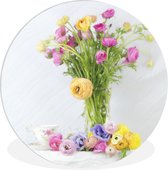 WallCircle - Wall Circle - Wall Circle Indoor - Nature Morte - Couleurs - Fleurs - 120x120 cm - Décoration murale - Peintures Ronds XXL