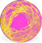 Art psychédélique aux rayons roses et jaunes Cercle mural aluminium ⌀ 140 cm