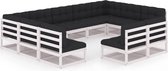 Decoways - 11-delige Loungeset met kussens massief grenenhout wit