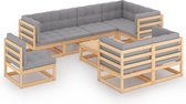 Decoways - 9-delige Loungeset met kussens massief grenenhout