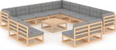 Decoways - 14-delige Loungeset met kussens massief grenenhout