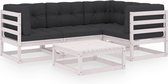 Decoways - 5-delige Loungeset met kussens massief grenenhout