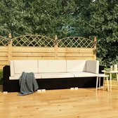 vidaXL 3-delige Loungeset met kussens poly rattan zwart