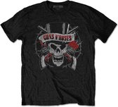 Guns N' Roses Heren Tshirt -S- Distressed Skull Zwart