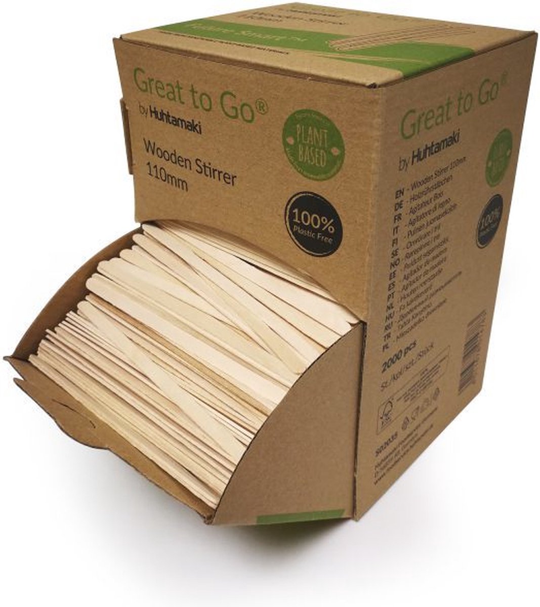 Dispenserdoos houten roerstaafjes Doos 2000 stuks 11cm (S02035)