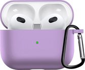Hoesje Geschikt voor AirPods 3 Hoesje Siliconen Case - Hoes Geschikt voor Apple AirPods 3 Case Hoesje - Lila