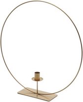 Oneiro’s Luxe kandelaar RING GOUD – 40 cm- kaarsenhouder - waxinelichthouder - decoratie – woonaccessoires – wonen -decoratie – kaarsen – metaal - hout