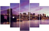 Trend24 - Canvas Schilderij - Manhattan Bij Sunset - Vijfluik - Steden - 150x100x2 cm - Paars