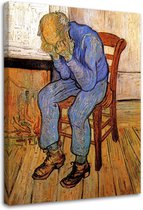 Trend24 - Canvas Schilderij - Oude Man In Verdriet - V. Van Gogh-Reproductie - Schilderijen - Reproducties - 80x120x2 cm - Blauw