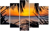 Trend24 - Canvas Schilderij - Zee Bij Zonsondergang - Vijfluik - Landschappen - 150x100x2 cm - Oranje