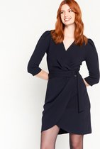 LOLALIZA Bodycon wikkeljurk - Marine Blauw - Maat 40