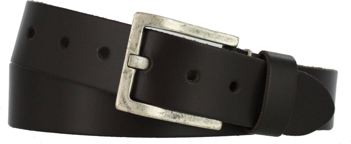 Leren Riem Glad Leer | Heren & Dames | 4cm breed | Riemmaat: 95cm (totale lengte: 110cm) | 100% echt leer | Kleur: bruin | Nikkelvrije gesp