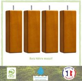 Set van 4 kersenkleurige vierkante bedpoten - 6 cm x 6 cm - H 19 cm