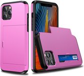 iPhone 13 Pro Max Back Cover Hoesje - Pasjeshouder - Shockproof - TPU - Hardcase - Apple iPhone 13 Pro Max - Roze