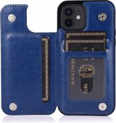 Hoesje geschikt voor iPhone 12 Mini - Backcover - Pasjeshouder - Portemonnee - Kunstleer - Blauw