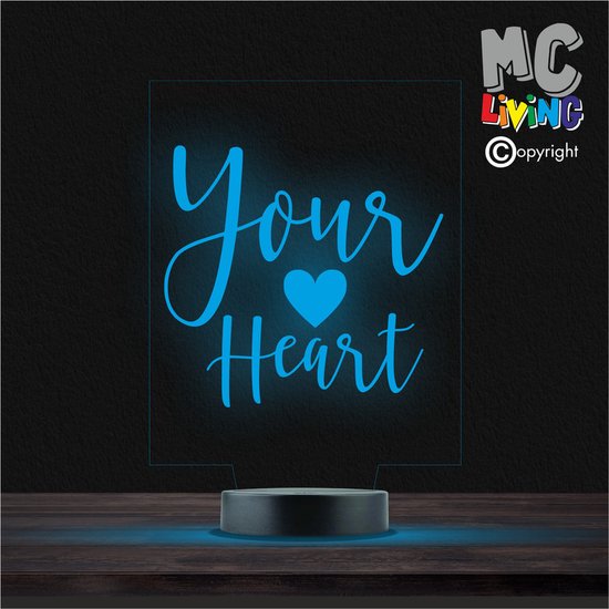 Led Lamp Met Gravering - RGB 7 Kleuren - Your Heart