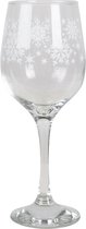 Clayre & Eef Wijnglas  375 ml Transparant Glas Sneeuwklokjes Wijnkelk Rode Wijn Glas Drinkglas