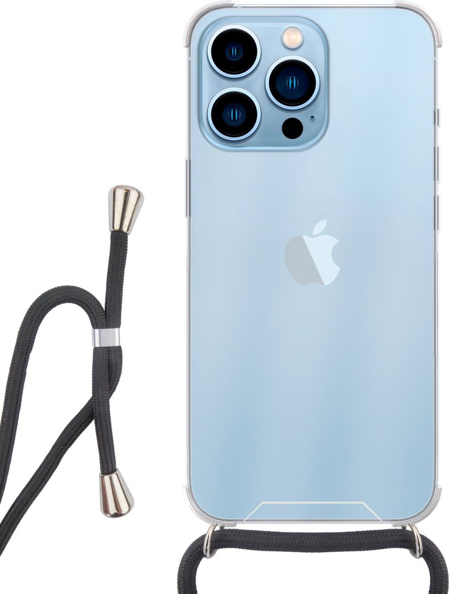 Hoesje met koord - geschikt voor iPhone 13 Pro Max - Schockproof ketting crossbody transparant case