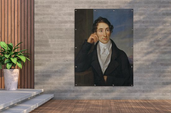 Tuinposter 120x160 cm - Tuindecoratie Portret van de componiste Carl Maria Von Weber- Schilderij van Caroline Bardua - Poster voor in de tuin - Buiten decoratie - Schutting tuinschilderij - Tuindoek muurdecoratie - Wanddecoratie balkondoek