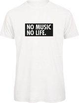 T-shirt Wit S - no music no life - zwart - soBAD. | Kleding | T-shirt unisex | T-shirt man | T-shirt dames | Muziek