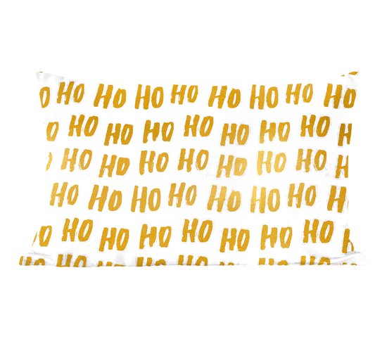 Sierkussens - Kussentjes Woonkamer - 60x40 cm - Kerstman - Quotes - Goud - Ho ho ho - Spreuken - Kerstversiering - Kerstdecoratie voor binnen - Woonkamer