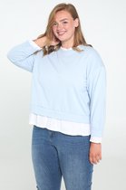 Paprika Dames Sweater in tricot met popelinedetail - T-shirt - Maat 46