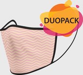 Duopack: Abstract roze golven - wasbare mondmasker - M / Stoffen mondkapjes met print / Wasbare Mondkapjes / Mondkapjes / Uitwasbaar / Herbruikbare Mondkapjes / Herbruikbaar / Ov geschikt / M