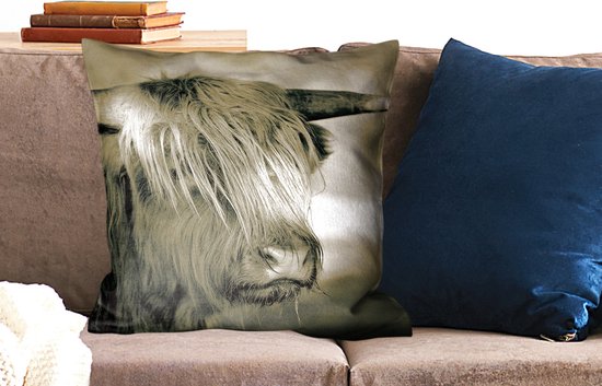 Coussins décoratifs - Oreillers Salon - 60x60 cm - Highlander écossais - Animaux - Cheveux