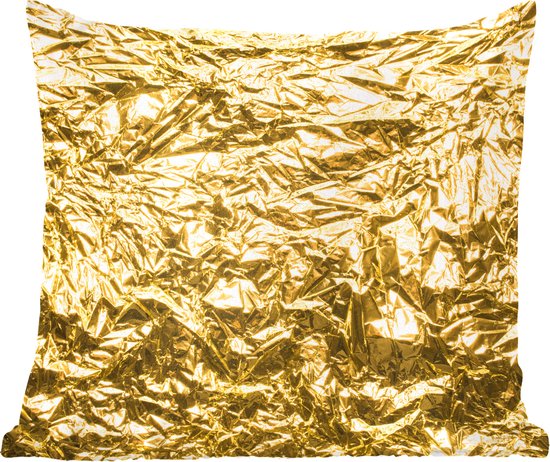 Sierkussen - feuille d'or avec une texture froissée - or - 60 Cm x 60 Cm