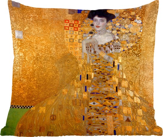 Sierkussen Gustav Klimt pour l'intérieur - Portrait d'Adèle Bloch - Bauer I - Peinture de Gustav Klimt - 40x40 cm - coussin intérieur carré en coton