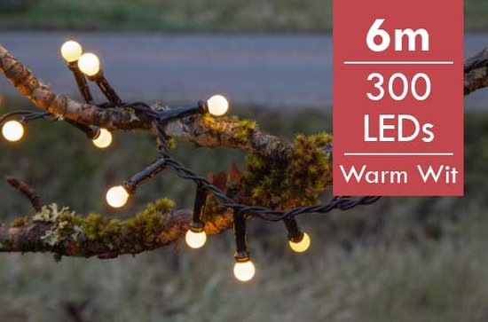 Kerstboomverlichting LED Berry mini 6 meter -div lichtstanden -300 lampjes -Ook geschikt voor buiten  -lichtkleur: Warm Wit -met stekker -Kerstdecoratie