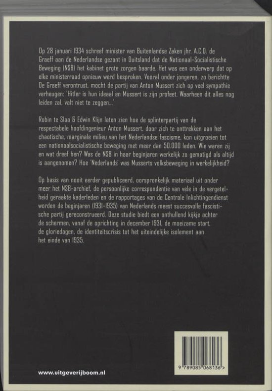 Boekomslag met Nederlandse tekst over de NSB en een ISBN-barcode.