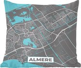 Coussins décoratifs - Oreillers Coussins décoratifs - Plan de la ville - Almere - Grijs - Blauw - Plan