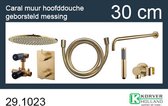 Bally One-Pack Type 404 Inbouw Doucheset Rond Met Thermostaat Wandarm En Platte Hoofddouche Geborsteld Messing(30cm)