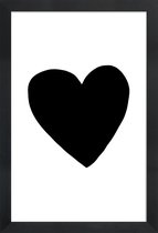 JUNIQE - Poster met houten lijst Big Heart -13x18 /Wit & Zwart