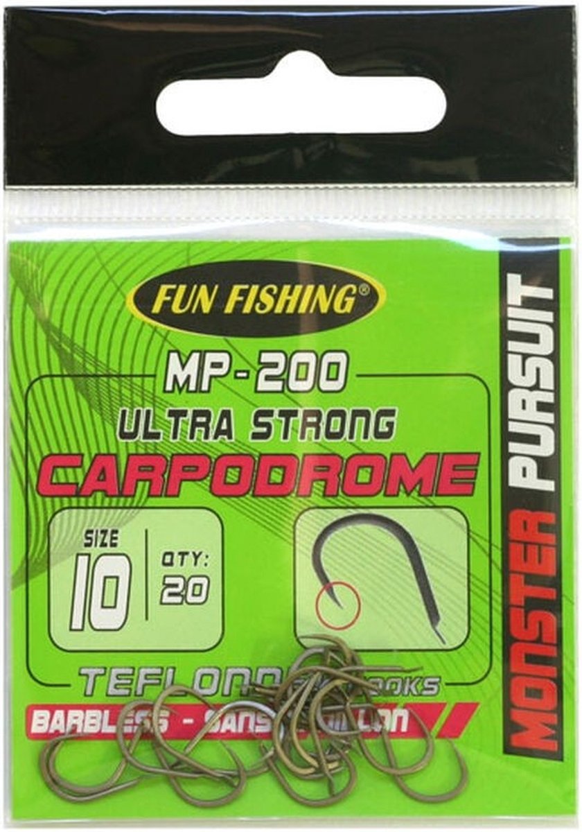 Fun Fishing MP-200 Ultra Strong Carpodrome Zonder Weerhaak (20 pcs) - Maat : 12