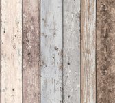 Hout behang Profhome 855039-GU vliesbehang glad met vogel patroon mat bruin blauw 5,33 m2